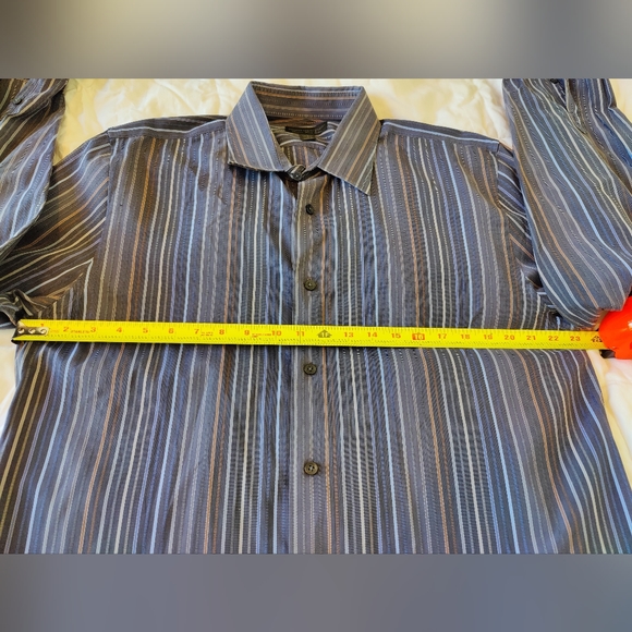Express Design Studio striped 💙 men's button down dress shirt 🔘 (Large) 👔 - Picture 12 of 15
